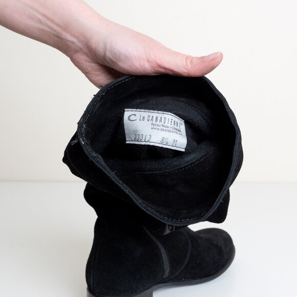 La Canadienne Black Suede Leather Knee High Boots Size 8.5 Made in Canada - Picture 9 of 13